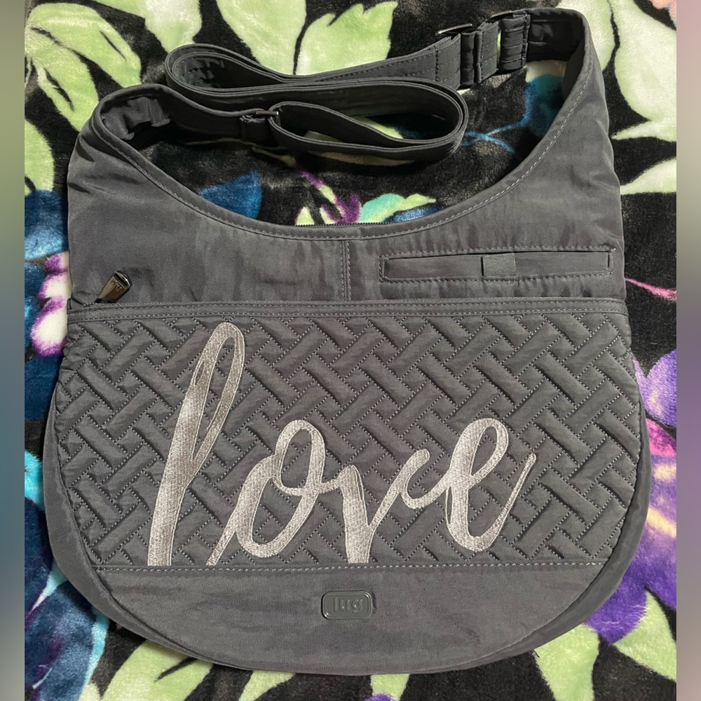 LOVE Quilted Crossbody Bag - Gray